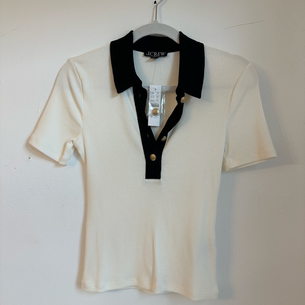 J. Crew White and Black Button Down Shirt